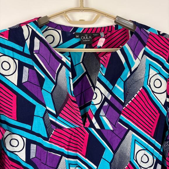 The OULA Company Colorful Mini Shift Dress 3/4 Bell Sleeves Medium art to wear - Picture 3 of 6